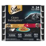 Sheba Gravy Indulgence Perfect Portions Adult Wet Cat Food Chicken & Beef Entrée in Extra Gravy Variety Pack, (12) 75g Trays