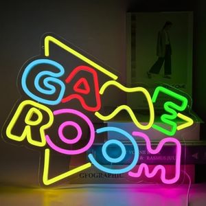 YUEYYNS Game Room Letreros de Neon Sala de Juego Señal de Neón Fuente de Alimentación USB con interruptor Adecuado para fiestas, salas de deportes electrónicos, carteles de iluminación para fiestas