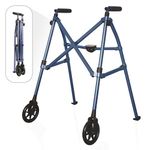 Able Life Space Saver Walker, Lightweight Folding Mobility Frame with 2 Fixed Wheels, Elderly Walking Aid, Cobalt Blue (Eligible for VAT Relief in the UK)