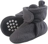 Luvable Friends Unisex Baby Cozy Fleece Booties, Charcoal, 12-18 Months Toddler