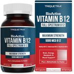 BioActive Vitamin B12 - 5000 mcg, Contains 3 BioActive B12 Forms Plus Methylfolate Cofactor - Methyl B12, Adenosyl B12 & Hydroxy B12 | Supports Energy, Metabolism & Mood | Vegan, Non-GMO (60 Servings)