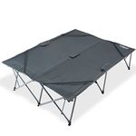 KingCamp Folding Camping Cot Adjustable Heavy Duty Outdoor Oversized Adult Wide, 84.6''x 55.1''x18.9'', Grey-Double