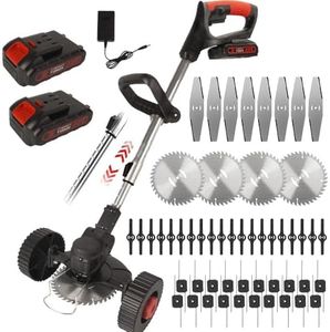 Electric Weed Wacker Cordless, Weed Cordless Eater, 4 in 1 Lightweight Stringless Brush Cutter, with 2 Pcs Battery Grass Trimmer, 4 Types Blades for Yard Clearing