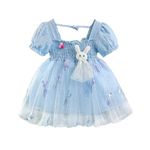 Bold N Elegant Girls Glittery Butterfly Mesh Cocktail Party Mini Tutu Dress Frock for Infant Toddler Baby Girls (9-12 Months, Blue)