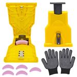 Chainsaw Sharpener, Fast Chain Saw Sharpener Tool, Chainsaw Sharpening Kit with 5 Pcs Stone Grinder, Fits for 14in, 16in, 18in, 20in Two-Hole Chainsaw Bar ﻿