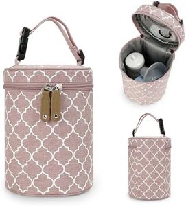 TianHengYi Baby Breastmilk Cooler Bag Insulated Bottle Bag Travel Warmer Bag, Thermal Warming Bag for Nursing Mom Daycare Stroller, Travel, Outdoor (Grids, Pink)