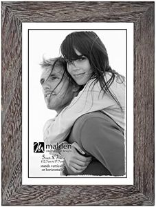 Malden International Designs Cornice doppia classica lineare in legno, per foto da 8,89 x 12,7 cm, colore nero, Legno, Rough Gray, 5x7