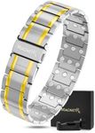 MagnetRX® 3X Strength Magnetic Bracelets for Men – Effective Magnetic Titanium Bracelet for Men – Premium Fold-Over Clasp & Adjustable Length with Sizing Tool & Gift Box (Silver/Gold)