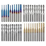 Genmitsu 40pcs End Mills CNC Router Bits, 1/8" Shank CNC Cutter Milling Carving Bit Set Including 2-Flute Flat Nose & Ball Nose End Mill, Nano Blue Coat & Titanium Coat CNC Bits, MC40A