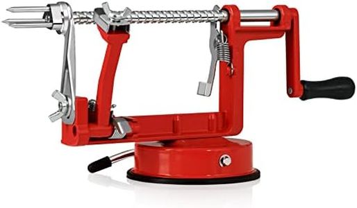 Apple Peeler Corer, Long lasting Chrome Cast Magnesium Alloy Apple Peeler Slicer Corer with Stainless Steel Blades and Powerful Suction Base for Apples and Potatoes(Red)