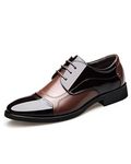 Men's Oxfords Formal Dress Shoes Leather Lace-ups Classic Business Shoes Non-Slip Brogues Shoes Office Wedding Loafers Brown