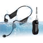 KIMAFUN 2.4G Fitness Headset Wireless Microphone,IP67 Waterproof Sweatproof Microphone for Water Aerobics,Swimming Coach,Fitness Instructor,Yoga,Voice Amplifier,Speaker,PA System GWP91(1TX1RX)