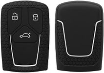 kwmobile Car Key Cover Compatible with Audi 3 Button Car Key Smart Key (only Keyless Go) Key Cover - Silicone Protective Car Key Fob Case - White Matte/Black