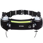 PYFK Upgraded Running Belt with Water Bottles, Hydration Belt for Men and Women, Water Bottle Holder Running Pouch Belt, Fanny Pack Fits 7 inches Phones, Waist Pack for Running Hiking (Green)