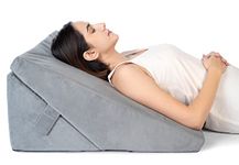 FOVERA Wedge Pillow for Back Support, Adjustable Memory Foam Bed Wedge Pillow for Sleeping, Acid Reflux, GERD, Snoring, Pregnancy, Post-Surgical Recovery (Velvet Grey, XL - 24x24x12 Inch)