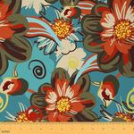 Floral Upholstery Fabric by The Yard, Vintage Style Flowers Pattern Reupholstery Fabric for Chairs, Retro Room Decorative Fabric for Outdoor and Home DIY Projects, 1 Yard, Red Teal