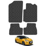 Rubber Car Mats Compatible with Citroen DS3 (2016-) Tailored Fit Rubber Floor Mats Set Accessory Black Custom Fit 4 Pieces with Clips - Anti-Slip Backing, Heavy Duty & Waterproof