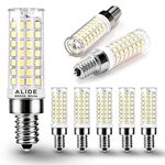 ALIDE E12 75 watt Replacement LED Candelabra Bulbs C7,6000K Daylight Bright Cool White,800LM T6 7.5W LED E12 Chandelier Light Bulbs for Ceiling Fan Pendant Lighting,Non-dimmable,6 Pack