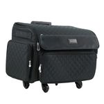 Everything Mary 4 Wheels Collapsible Deluxe Sewing Machine Storage Case, Black - Rolling Trolley Carrying Bag for Brother, Singer, Bernina & Most Machines - Travel Tote Organizer for Accessories
