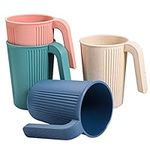 4 PCS Plastic Cups with Handles, Unbreakable Coffee Mugs Picnic Camping Cup for Kids Children and Adults Dishwasher and Microwave Safe