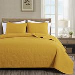 Chezmoi Collection Austin King Bedspread Set 3-Piece Pinsonic Quilted Oversized Bedspread Coverlet Set, King, Mustard