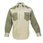 Just In Trend Flame Resistant FR Shirt - 88/12 - Western Style - Two Tone (2X-Large, Khaki/Army Green)