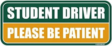 GEEKBEAR Student Driver Car Magnet - Colorful, Reflective, Weather-Resistant - Rectangular 8.7 x 3.5 in (Green/Mustard)