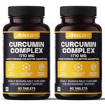 Boldfit Curcumin Tablets 1710mg Curcumin Supplements Curcumin Capsules Curcumin with Piperine for Better Absorption, Immunity Support, Antioxidant & Joint Support - 120 Veg Tablets