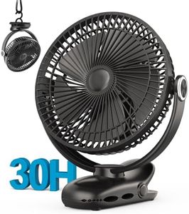 10000mAh 30hrs Portable Fan Rechargeable, 8-Inch Battery Operated Clip on Fan, USB Fans, 4 Speeds, Strong Airflow, Sturdy Clamp for Golf Cart Office Desk Outdoor Travel Camping Bed Truck Treadmill