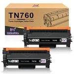 HaloFox Compatible Toner Cartridge Replacement for Brother TN760 TN-760 TN730 TN-730 for Brother DCP-L2550DW HL-L2350DW HL-L2395DW HL-L2390DW HL-L2370DW MFC-L2750DW MFC-L2710DW Printer (Black, 2-Pack)