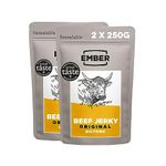 Ember Snacks: Biltong Beef Jerky Original Flavour (2 x 250g = 500g total) - Protein Keto Snacks, Bulk Bags - Resealable for On The Go Snack - From British and Irish Meat