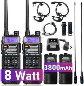 BaoFeng UV-5R Radio High Power 8 Watt Ham Radio Handheld 144-148Mhz/420-450Mhz Upgraded BaoFeng UV-5R with Rechargeable 3800mAh Battery Walkie Talkie with Programming Cable(2 Pack)