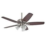 HUNTER FAN Ceiling Fan Builder Plus 132 cm Indoor, with light and Pull chain, Brushed Nickel, 5 Reversible Blades Brazilian Cherry and Burnt Walnut Ideal for Summer or Winter, Model 50561