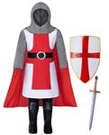 KAIPUTE Boys Medieval Knight Costume for Kids Role Play Party Cosplay 10-12 Years