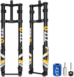 Exceedhub 20 Inch 5.0 Fat Tire Bike Air Mountain Bike Inverted Suspension Fork, Thru Axle 15 * 150mm Double Crown MTB Manual Lockout, Rebound Adjustment Straight Front Forks for Snow Beach E-Bike