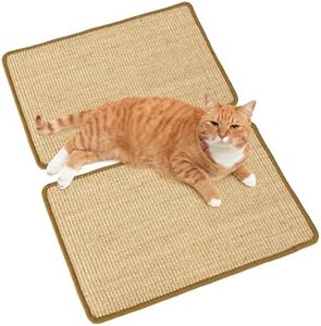 Cat Scratcher Mat, WEAVELYRICS 23.6 X 15.7 Inch Natural Sisal Cat Scratch Mats, Horizontal Cat Floor Scratching Pad Rug with Sticky Velcro Tapes, Protect Couch and Carpets，Wall Mounted，Large Size