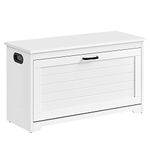 VASAGLE Shoe Bench, Entrance Shoe Box with Folding Door, Adjustable Interior Divider, with Cut-out Side Handles, 80 x 30 x 46 cm, White LHS120T10