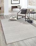 LaDole Rugs 8x10 ft Modern Premium Area Rug | Geometric Large Carpet for Bedroom, Living Room, Kitchen, Home Office, Indoor Floor Décor | Ivory Grey