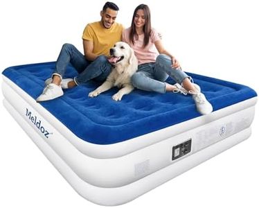 Meldoz Queen Air Mattress with Built-in Pump, Double High Blow Up Mattress for Home, Camping & Guest, 3 Mins Quick Inflate, Inflatable Air Bed with Water Resistant Flocked Top - 20 Inch