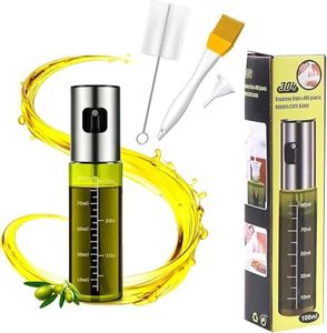 HIMNZUC Olive Oil Sprayer 100ml Glass Oil Spray Bottle with 304 Stainless Steel Scale and Funnel Lightproof Oil Atomiser for Air Fryer Kitchen Salads Grilling Baking