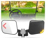 10L0L Golf Cart Side Mirrors with LED Turn Signal Blinker Light Connected to Headlight Kit, Rear View Mirror Universal for EZGO Club Car Yamaha Models