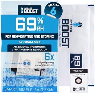 Integra Boost - 69% RH Level - 67 Gram Size - Two-Way Humidity Control Pack - Incl. Replacement Indicator Cards - Food Storage & Herbs Moisture Balancer for Up to 1 LB (Pack of 6)