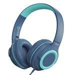 Ulacici Kids Headphones,Kids Headphones for School,Headphones for Kids with Volume Limit of 94 db,Wired Children Headphones for Travel/Tablet Adjustable Headband Foldable(Blue)