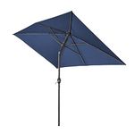 Blümme Garden Parasol Rectangle Outdoor Sun Shade with Crank Handle & Tilt Mechanism Sun Protection Umbrella 2x3m Blue