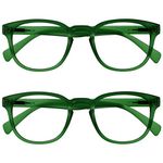 OPULIZE Pop Reading Glasses 2 Pack Fun Round Matt Frame Moss Green Spring Hinges Scratch Resistant Mens Womens RR2-6 +2.50