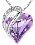 Leafael Infinity Love Heart Pendant Necklace, June Birthstone Crystal Necklaces for Women, Silver Tone Jewelry Gifts for Women, Alexandrite Light Purple, 18-inch Chain & 2-inch Extender