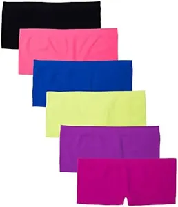 Kalon 6 Pack Women's Nylon Spandex Boyshort Panties (Small, Neons)