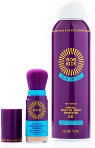 BOB KIDS SPF 50 Sun Spray + SPF 30 Brush On Powder Sunscreen, Mineral Sun Protection, Broad Spectrum, Water Resistant, Fragrance Free, Reef Friendly