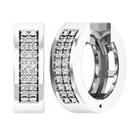 Dazzlingrock Collection Round White Diamond Two Lines in Set Unisex Huggie Hoop Earrings (0.12 ctw, Color I-J, Clarity I1-I2) in 925 Sterling Silver