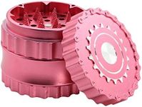 DCOU Premium Herb Grinder 2.5 Inches 4 Piece Grinder with Pyramidal Sharp Tooth Chain Shape Herb Grinder (Pink)